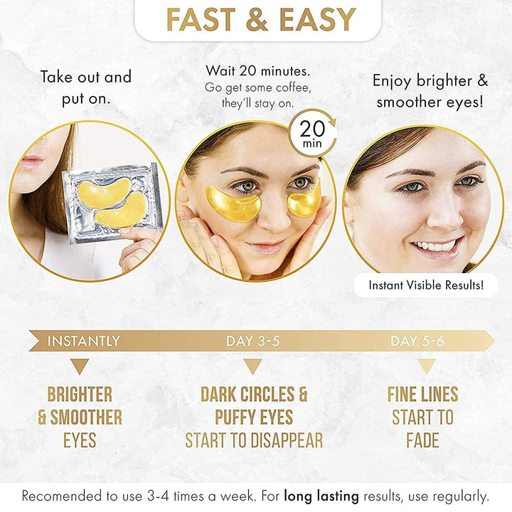 24K Gold Eye Mask - 20 Pairs - Rejuvenating Treatment - Nestopia