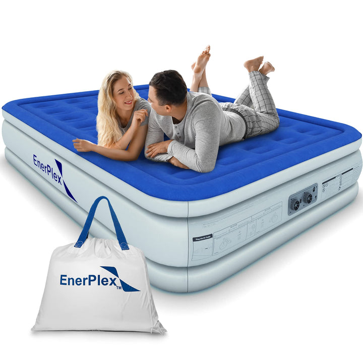 EnerPlex Air Mattress with Built-in Pump - Double Height Inflatable Mattress for Camping, Home & Portable Travel - Nestopia