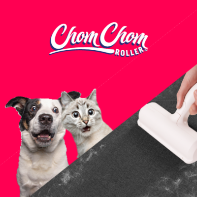 Chom chom roller with a cat and a dog