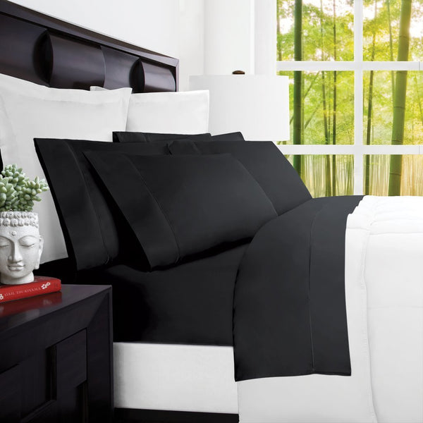 100% Rayon Bed Sheet Set, Eco-Friendly, Hypoallergenic, Wrinkle-Resistant (Twin, Black) - Nestopia