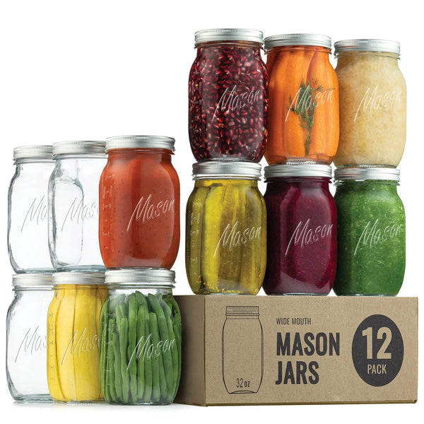 12 Jars for Pickling, Canning, Candles, Decor, Oats, Preserves, Jam - Nestopia