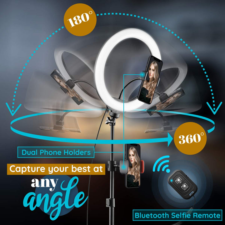 12" LED Ring Light Stand and Phone Holder - Nestopia