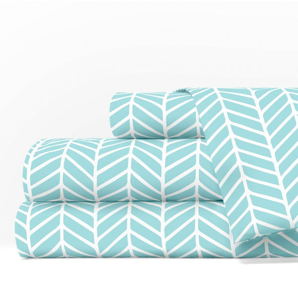 1600 Series Bed Sheet Set - Full - Aqua/White - Nestopia