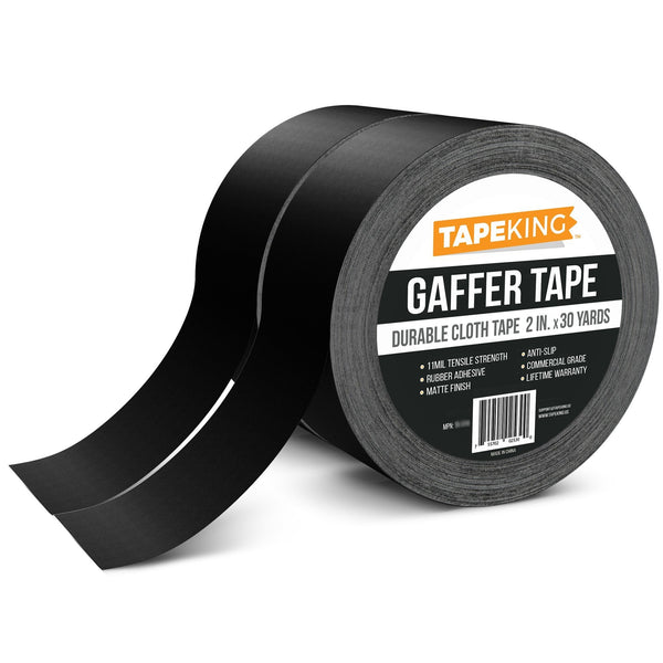 2-Pack Gaffers Tape - 2" x 30 yds - Black - No Residue - Secure Cords - Nestopia