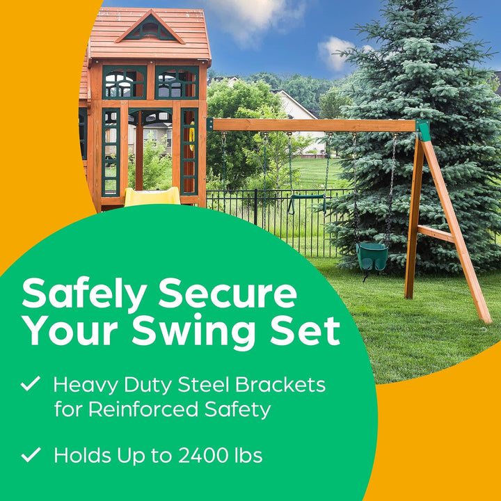 2 Pack Swing Set Brackets - Heavy Duty Steel A-Frame w/ Hardware - Nestopia