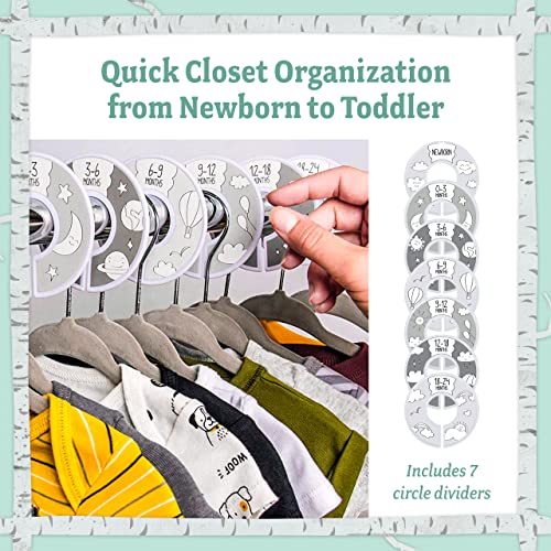 20x Baby Hangers + 7X Closet Dividers for Nursery + Velvet Hangers for Infant Clothing - Nestopia