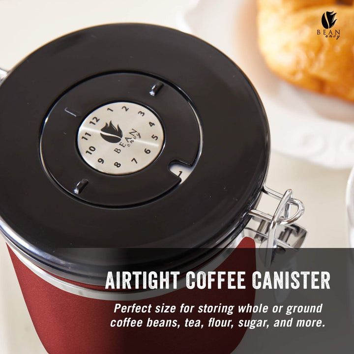 22.5 oz Coffee Canister w/ Scoop, Date Tracker & Co2-Release Valve - Nestopia