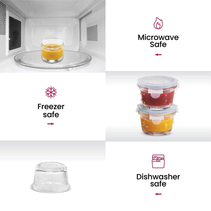 4 Oz Glass Food Containers - 6 Piece Set - Nestopia