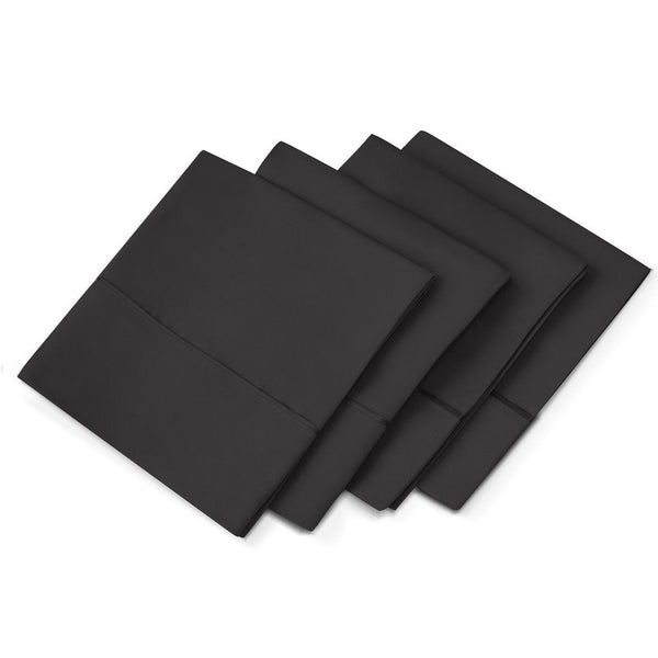 4-Pack Aloe Vera Pillow Cases - Eco-Friendly, Hypoallergenic - Black - Standard/Queen - Nestopia