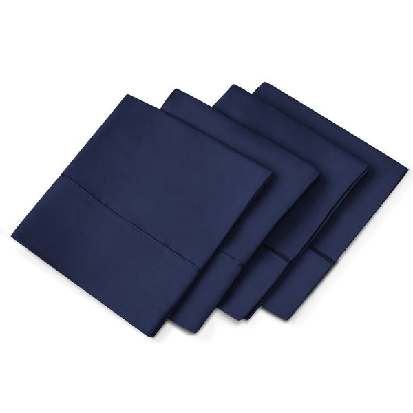 4-Pack Aloe Vera Pillow Cases - Eco-Friendly, Hypoallergenic - Navy - Standard/Queen - Nestopia