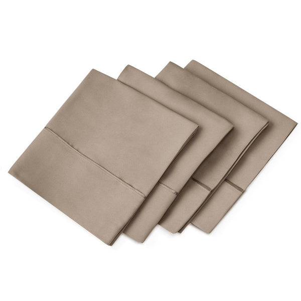 4-Pack Aloe Vera Pillow Cases - Eco-Friendly, Hypoallergenic - Taupe - Standard/Queen - Nestopia