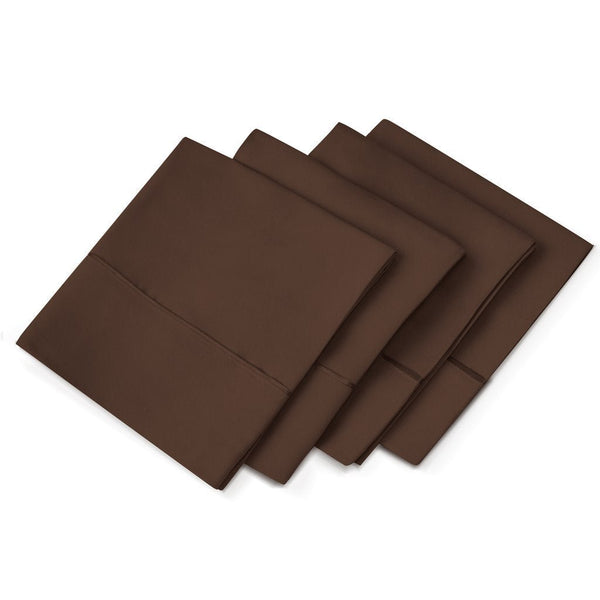 4-Pack Aloe Vera Pillow Cover - Eco-Friendly, Hypoallergenic - Brown - Std/Qn - Nestopia