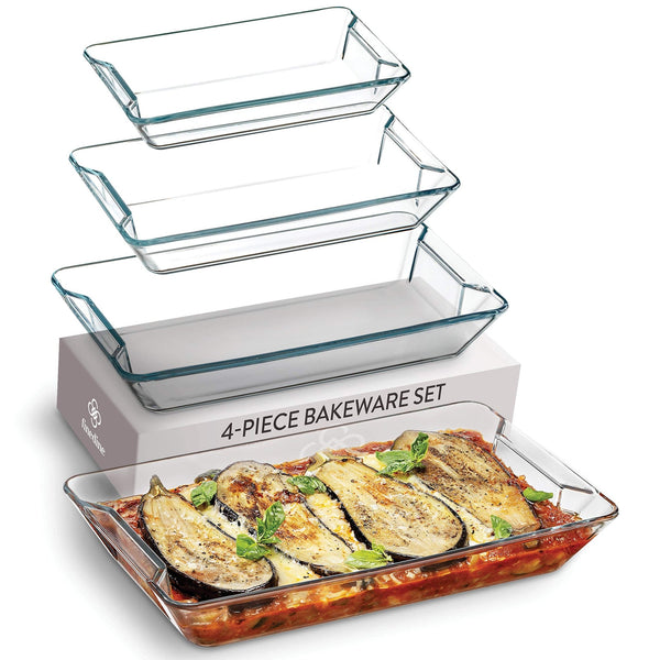 4-Piece Glass Casserole Dish Set - Modern Design, Easy Carry, Space-Saving - Nestopia
