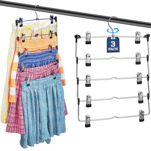 5-Tier Skirt Hangers with Clips - Nestopia
