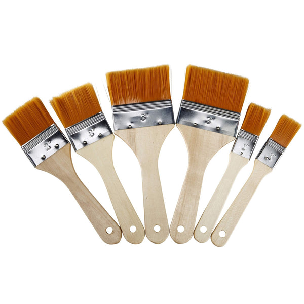 6 Golden Taklon Paint Brushes - Nestopia