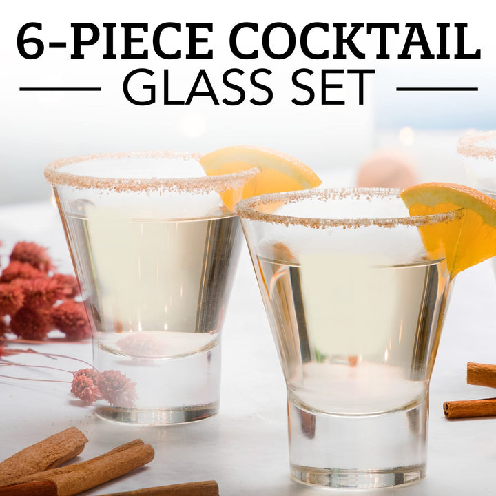 6-Pack YPSILON Cocktail Glasses - 8.5oz, Stemless, Lead-Free - Nestopia