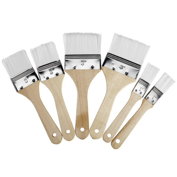 6 White Nylon Paint Brushes - Nestopia