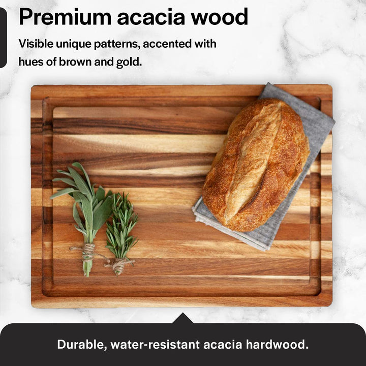Acacia Wood Cutting Board with Juice Groove - Nestopia