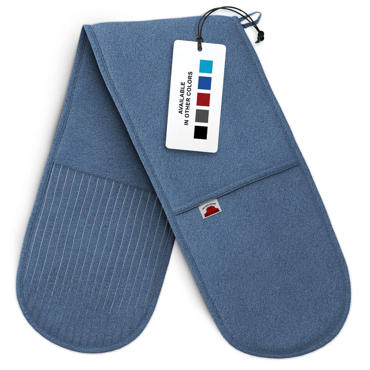 Big Red House Double Oven Mitt with Silicone, Recycled Cotton Infill, Terrycloth Lining, 480 F Heat Resistant - Nestopia