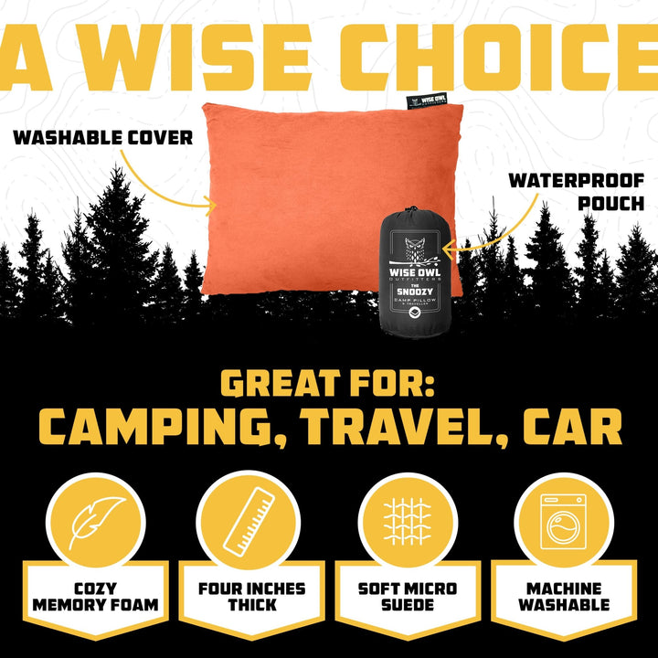 Camping Pillow - Memory Foam - Washable - Small/Medium - Nestopia