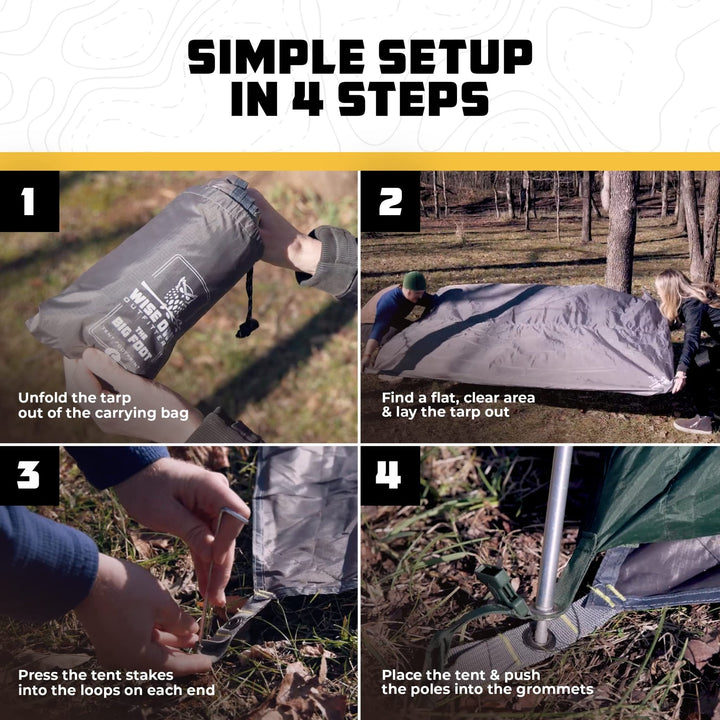 Camping Tarp Waterproof - Tent Tarp for Under Tent - Easy Set Up w/ Stakes & Bag - Nestopia