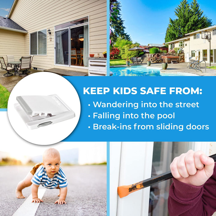 Child Proof Sliding Door Locks (4 Pack, Grey) - Nestopia