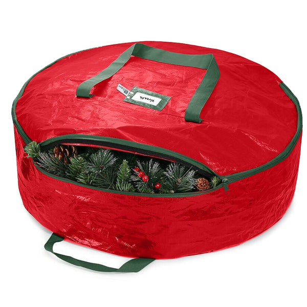 Christmas Wreath Storage Bag - Water Resistant Dual Zippered Bag for Holiday Wreaths - Nestopia