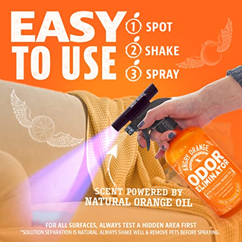 Citrus Deodorizer for Pet Odors (24 Fl Oz + UV Flashlight) - Nestopia