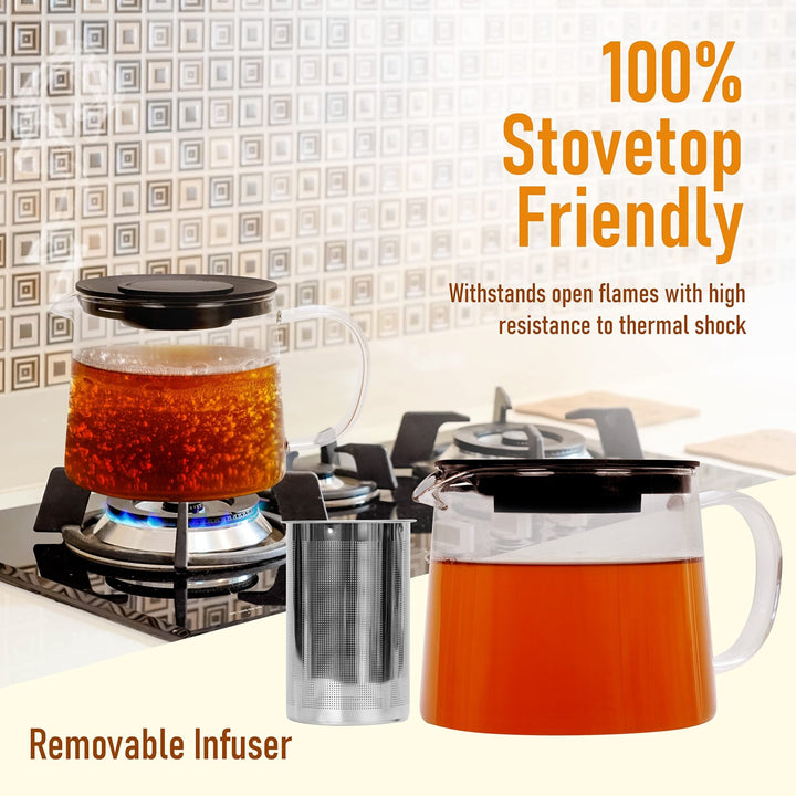 Clear Glass Teapot with Removable Strainer - Nestopia