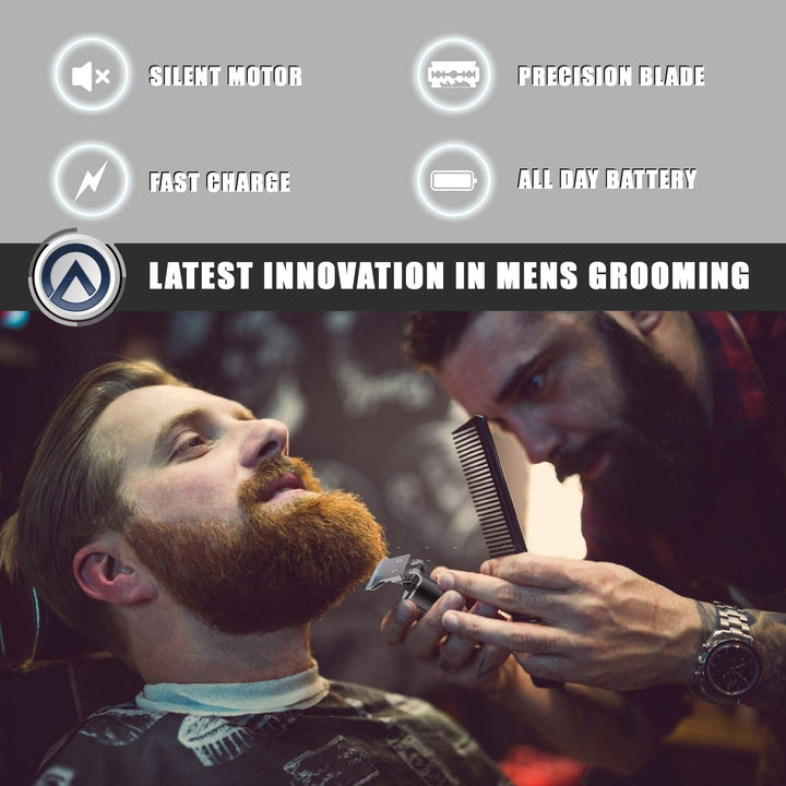 Cordless Men's Beard Trimmer Kit w/ 3 Attachments, Razor & Brush - Nestopia