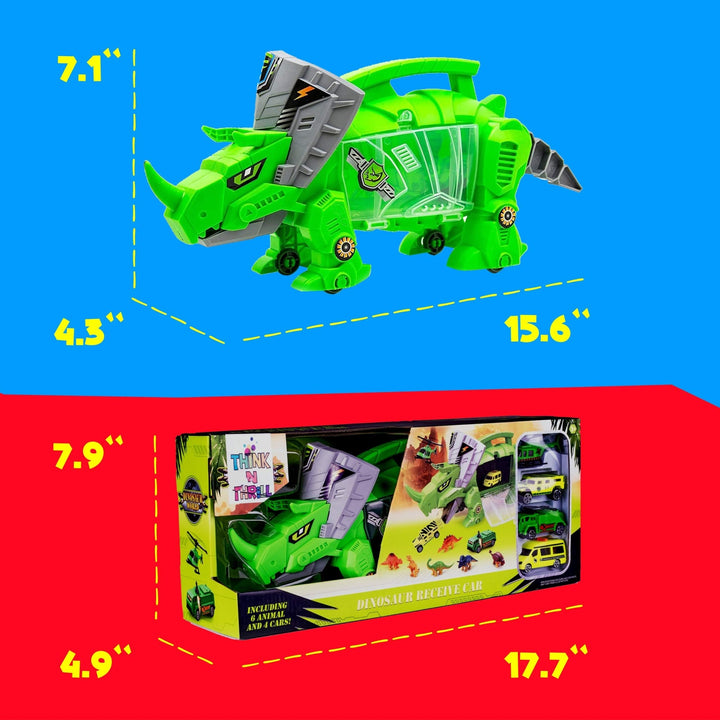 Dino Toys Storage Carrier w/ 6 Mini Dinos, 3 Cars & Helicopter - Nestopia