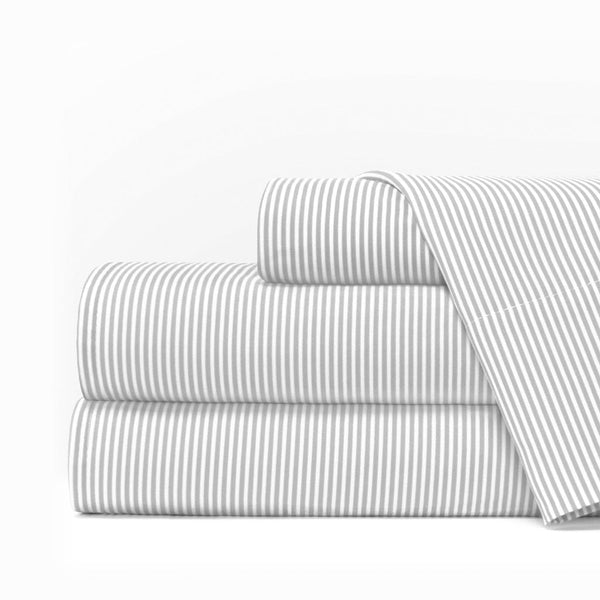 Egyptian Luxury 1600 Bed Sheet Set - Cal King - Light Gray/White - Nestopia
