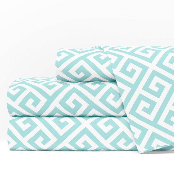 Egyptian Luxury 1600 Bed Sheet Set - Full, Aqua-White - Nestopia