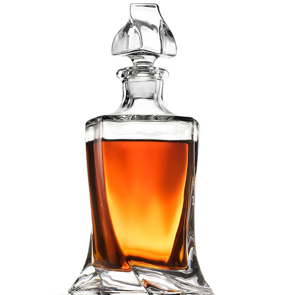 European Style Glass Whiskey Decanter & Liquor Decanter with Glass Stopper - 28 Oz. - Nestopia