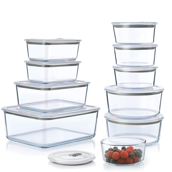Glass Food Storage Container Set - 20 Piece Set - Nestopia