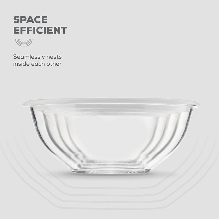 Glass Mixing Bowls with Lids - 8 Piece Set - Nestopia