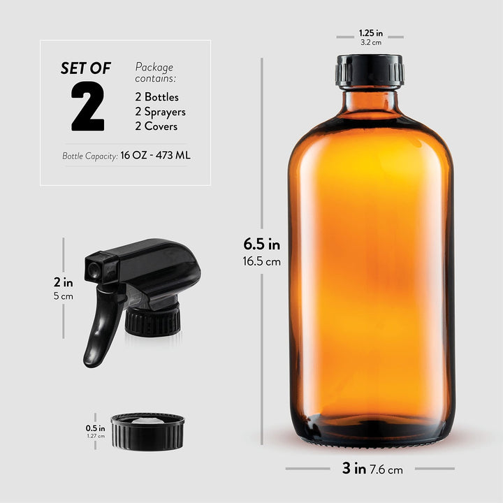 Glass Spray Bottles - 16 Oz 2 Pack - Nestopia