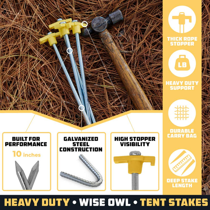 Heavy Duty Camping Stakes - Essential Accessories, 12pk or 16pk - Nestopia
