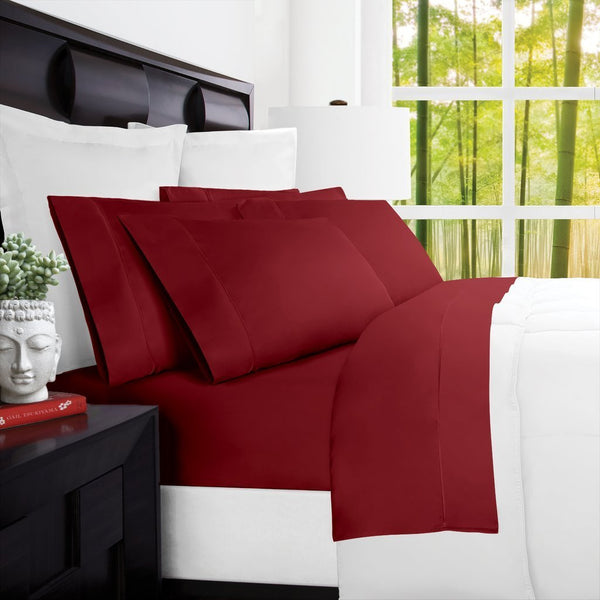 Mandarin Home Luxury 100% Rayon Bed Sheets (King, Burgundy) - Nestopia