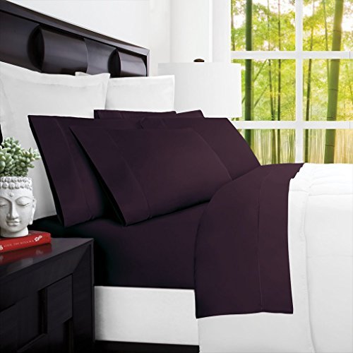Mandarin Home Luxury 100% Rayon Bed Sheets (King, Purple) - Nestopia