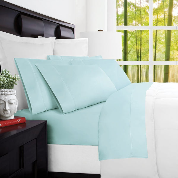 Mandarin Home Luxury 100% Rayon Bed Sheets (Twin, Aqua) - Nestopia