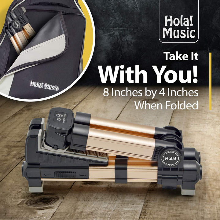 Portable Folding Ukulele Stand by Hola! Music - Gold Aluminum - Nestopia
