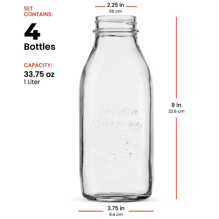 Quattro Stagioni Clear Glass 33.75 oz Milk Bottle - Nestopia