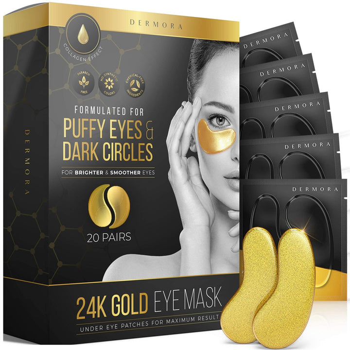 Rejuvenating Eye Patches for Puffy Eyes, Fine Lines, Dark Circles - 20 Pack - Nestopia