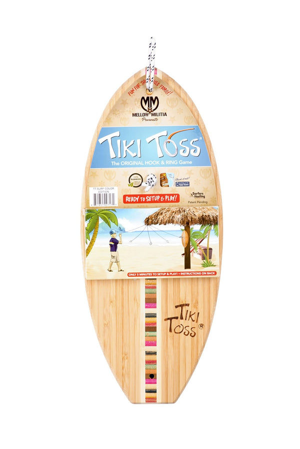 Ring Toss Game - 13" Surfboard Hook & Ring Game - Multi Color Edition - Nestopia
