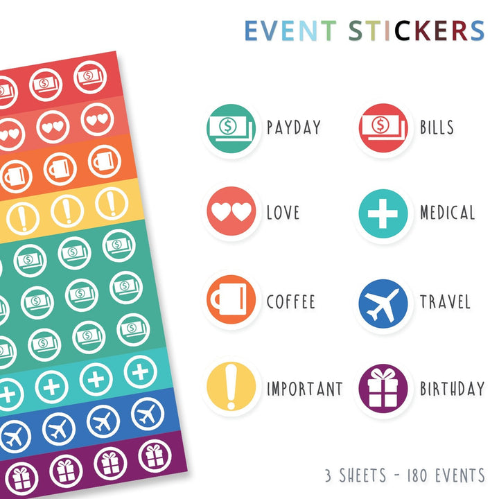 Simple Elephant Productivity Planner Stickers - 6 Sheets - 392 Stickers - Nestopia