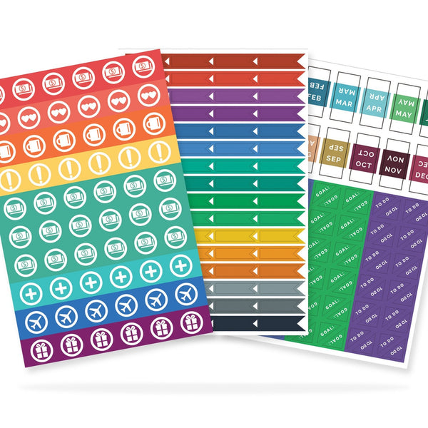 Simple Elephant Productivity Planner Stickers - 6 Sheets - 392 Stickers - Nestopia