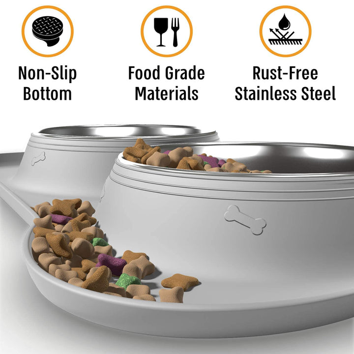 Stainless Steel No Spill Dog Bowls with Silicone Mat - Nestopia