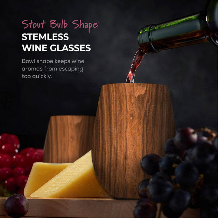 Stemless Wine Glasses - 4 Piece Set - Nestopia