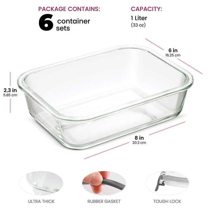 Superior Glass Food Storage Containers - 35oz Capacity - Nestopia